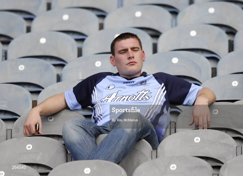 26 August 2007; A dejected Dublin supporter sits in the stand after the game. Bank of Ireland All-Ireland Senior Football Championship Semi Final, Dublin v Kerry, Croke Park, Dublin. Picture credit: Ray McManus / SPORTSFILE