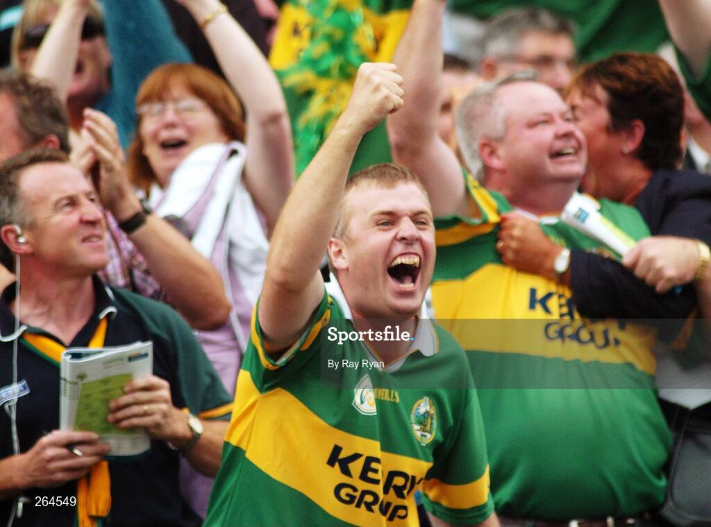 26 August 2007; A Kerry supporter on the Hogan Stand near the end of the game. Bank of Ireland All Ireland Senior Football Championship Semi Final, Dublin v Kerry, Croke Park, Dublin. Picture credit: Ray Ryan / SPORTSFILE