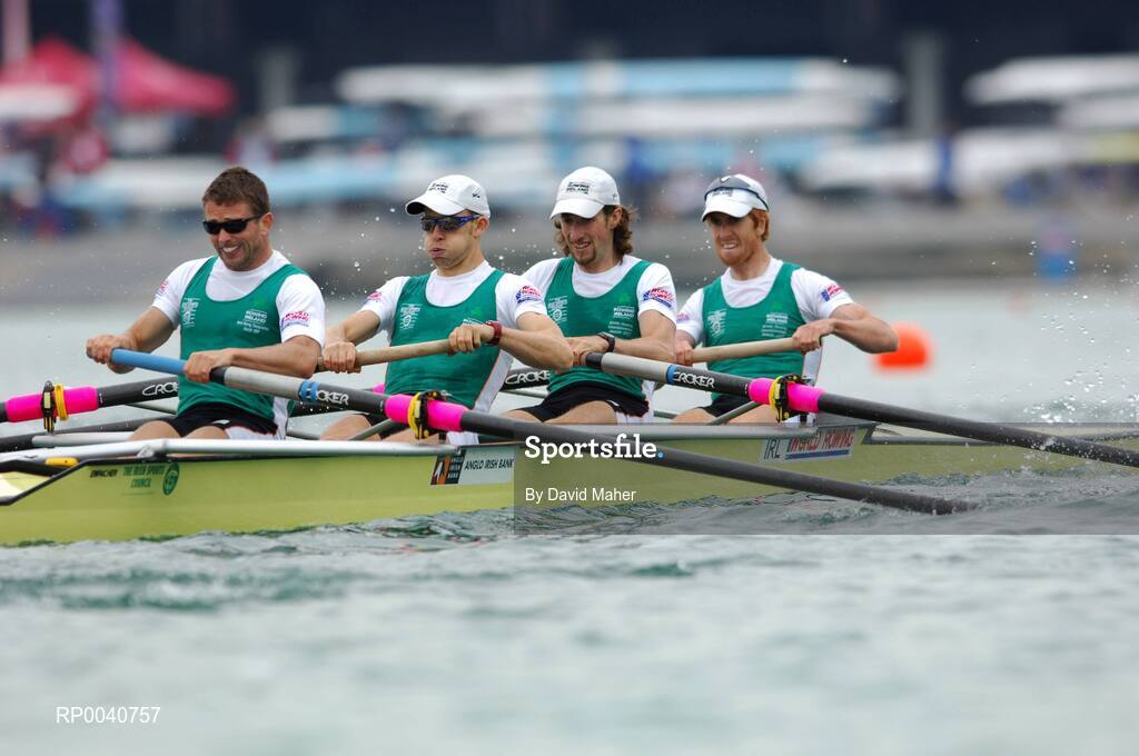 31 August 2007; Members of the men's Lightweight team, left to right, Paul Griffin, stroke, Richard Archibald, third seat, Eugene Coakley, second seat, and Cathal Moynihan, bow, in action during the Lightweight Men's four's semi-final at the 2007 World Rowing Championships, Oberschleissheim, Munich, Germany. Picture credit: David Maher / SPORTSFILE