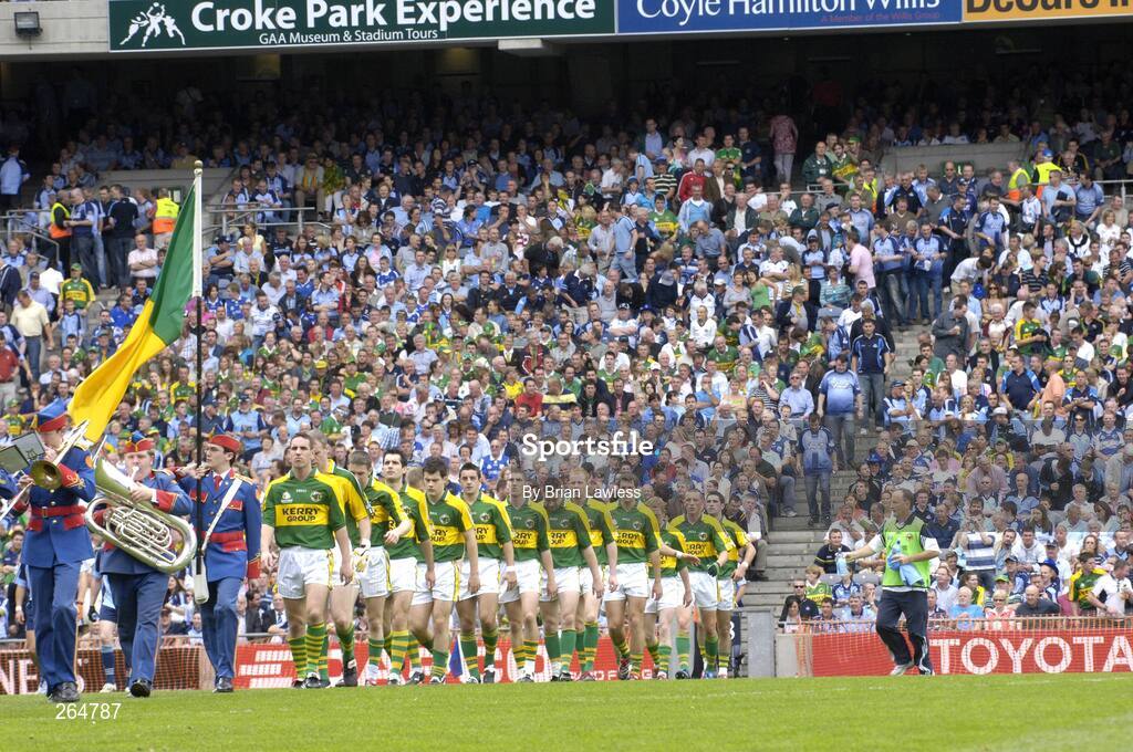 26 August 2007; The Kerry team during the pre-match parade. Bank of Ireland Senior Football Championship Semi Final, Dublin v Kerry, Croke Park, Dublin. Picture credit: Brian Lawless / SPORTSFILE