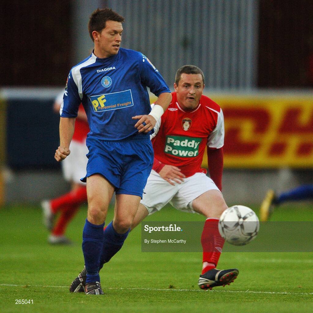 31 August 2007; Paul McCarthy, Waterford United, in action against Michael Keane, St. Patrick's Athletic. eircom League of Ireland Premier Division, St. Patrick's Athletic v Waterford United, Richmond Park, Dublin. Picture Credit; Stephen McCarthy / SPORTSFILE