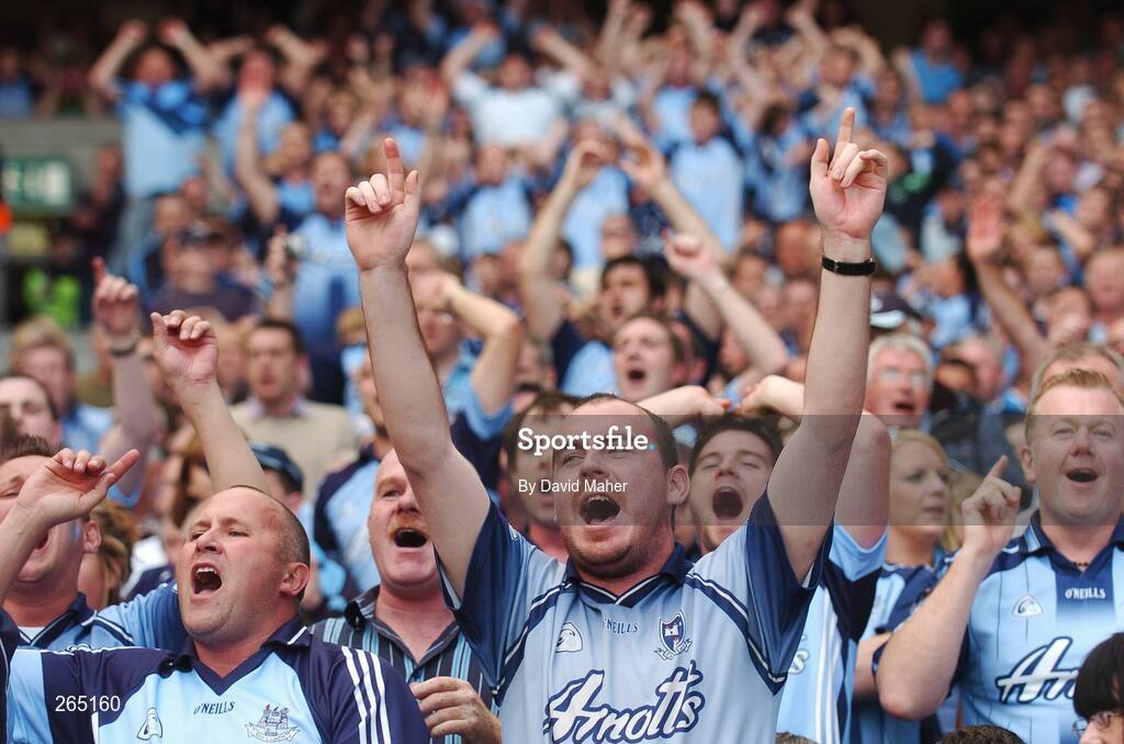 26 August 2007; Dublin supporters cheer on their team. Bank of Ireland Senior Football Championship Semi Final, Dublin v Kerry, Croke Park, Dublin. Picture credit: David Maher / SPORTSFILE