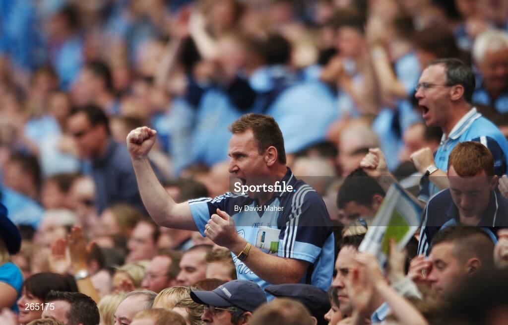 26 August 2007; A Dublin supporter cheers on his team. Bank of Ireland Senior Football Championship Semi Final, Dublin v Kerry, Croke Park, Dublin. Picture credit: David Maher / SPORTSFILE