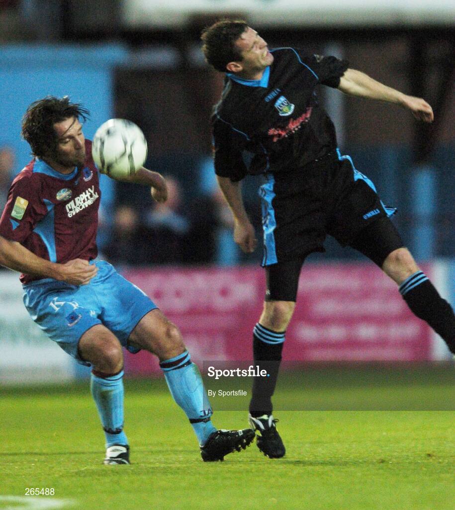 3 September 2007; Stuart Byrne, Drogheda United, in action against Paul Crowley, UCD. eircom League of Ireland Premier Division, Drogheda United v University College Dublin, United Park, Drogheda, Co. Louth. Picture credit; Paul Mohan / SPORTSFILE