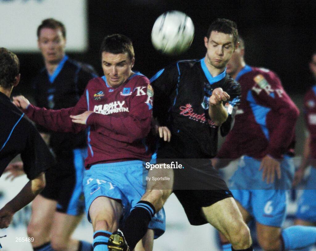 3 September 2007; Brian Shelley, Drogheda United, in action against Alan McNally, UCD. eircom League of Ireland Premier Division, Drogheda United v University College Dublin, United Park, Drogheda, Co. Louth. Picture credit; Paul Mohan / SPORTSFILE