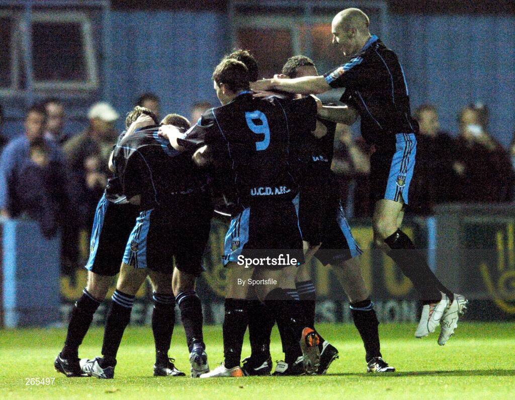 3 September 2007; UCD players celebrate with goalscorer Ian Bermingham. eircom League of Ireland Premier Division, Drogheda United v University College Dublin, United Park, Drogheda, Co. Louth. Picture credit; Paul Mohan / SPORTSFILE