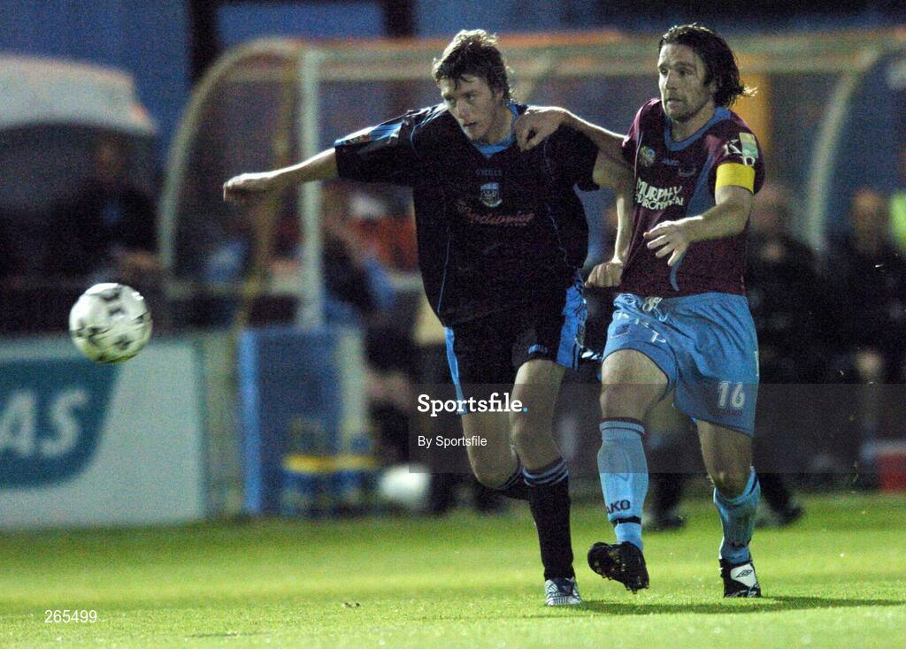 3 September 2007; Shane McFaul, UCD, in action against Stuart Byrne, Drogheda United. eircom League of Ireland Premier Division, Drogheda United v University College Dublin, United Park, Drogheda, Co. Louth. Picture credit; Paul Mohan / SPORTSFILE