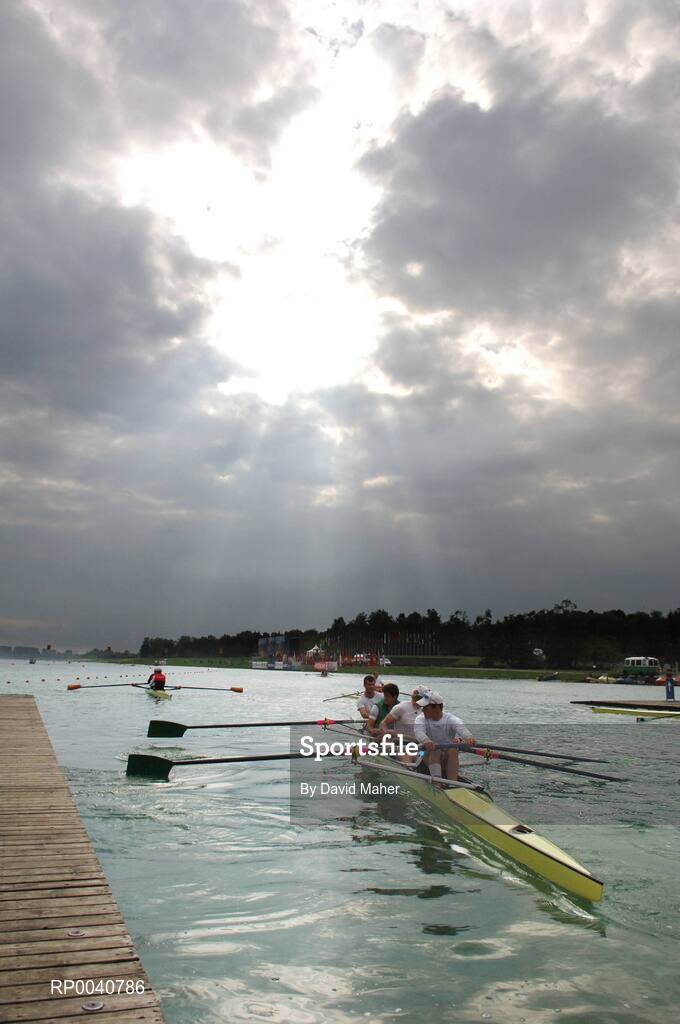 31 August 2007; Members of the The Irish Heavyweight Men's Four, Alan Martin, stroke, Sean Casey, 3rd seat, Cormac Folan, 2nd seat and Sean O'Neill, bow during practice at the 2007 World Rowing Championships, Oberschleissheim, Munich, Germany. Picture credit: David Maher / SPORTSFILE