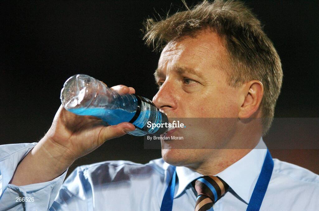 9 September 2007; Ireland head coach Eddie O'Sullivan takes a drink after the game. 2007 Rugby World Cup, Pool D, Ireland v Namibia, Stade Chaban Delmas, Bordeaux, France. Picture credit; Brendan Moran / SPORTSFILE