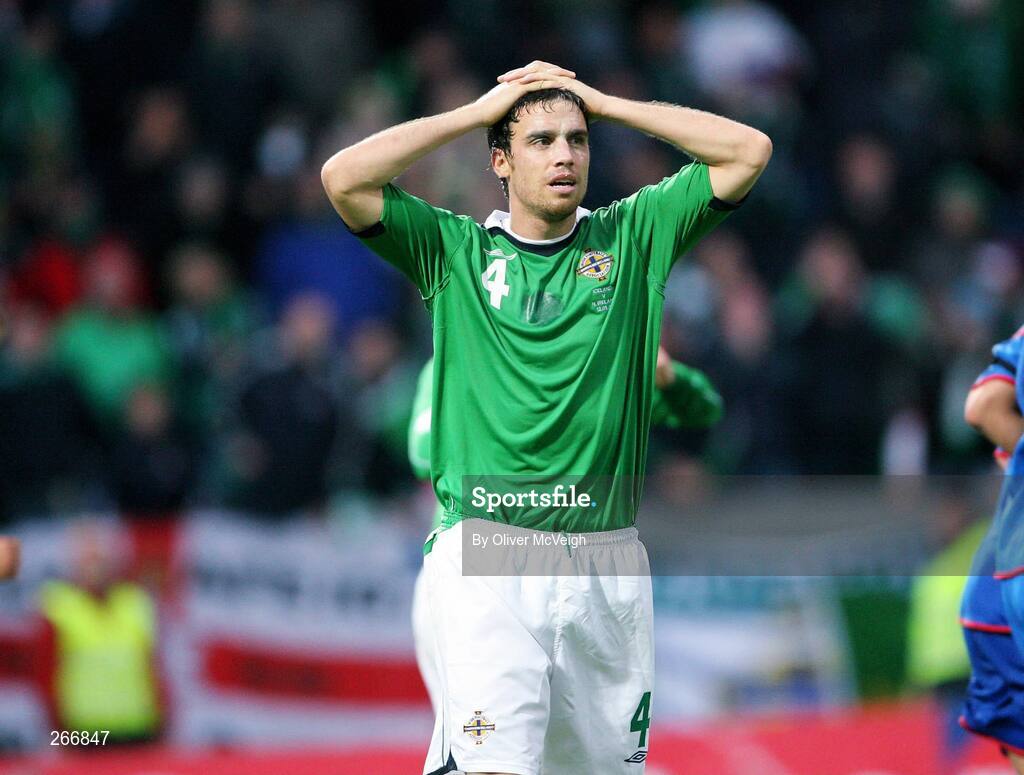12 September 2007; Michael Duff, Northern Ireland, at the end of the game. 2008 European Championship Qualifier, Iceland v Northern Ireland, Laugardalsvollur Stadium, Reykjavik, Iceland. Picture credit; Oliver McVeigh / SPORTSFILE