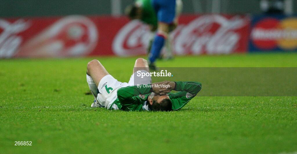 12 September 2007; David Healy, Northern Ireland, lies on the ground after Iceland scored their winning goal. 2008 European Championship Qualifier, Iceland v Northern Ireland, Laugardalsvollur Stadium, Reykjavik, Iceland. Picture credit; Oliver McVeigh / SPORTSFILE