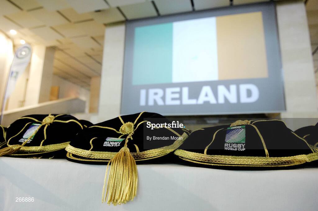 13 September 2007; The World Cup caps await the arrival of the Irish team. 2007 Rugby World Cup, Pool D, Conceil Regional D'Aquitaine, Bordeaux, France. Picture credit: Brendan Moran / SPORTSFILE