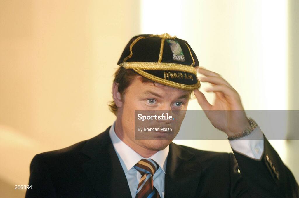 13 September 2007; Ireland captain Brian O'Driscoll with his World Cup cap at a reception where all the Ireland squad received their World Cup caps. 2007 Rugby World Cup, Pool D, Conceill Regional D'Aquitaine, Bordeaux, France. Picture credit: Brendan Moran / SPORTSFILE