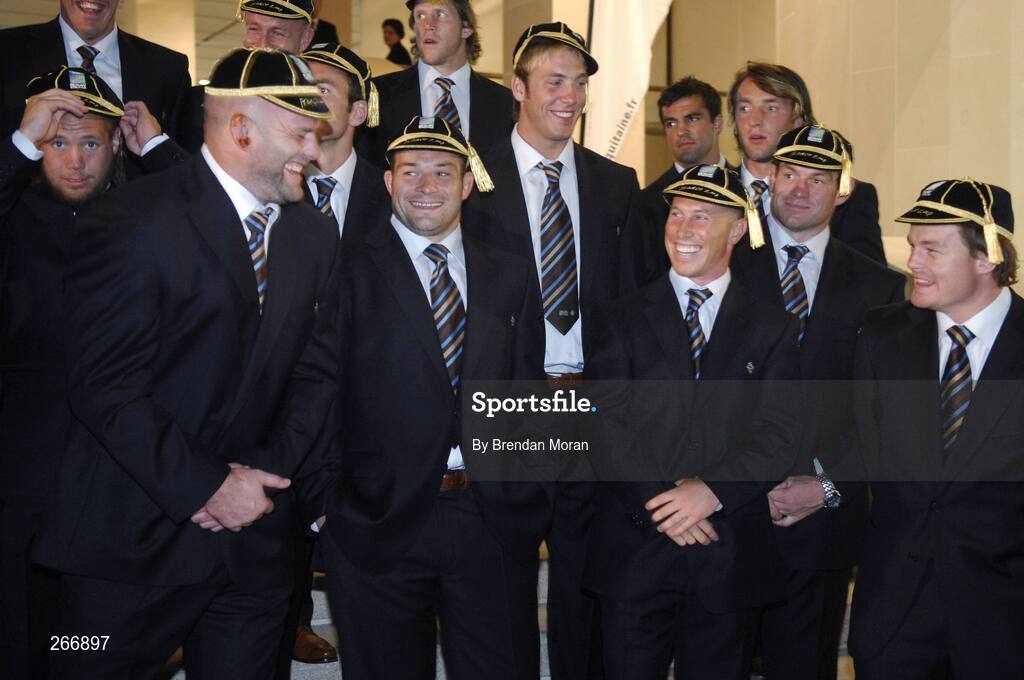 13 September 2007; Ireland players, John Hayes, Rory Best, Peter Stringer and Brian O'Driscoll enjoying a reception where the Ireland squad received their World Cup caps. 2007 Rugby World Cup, Pool D, Conceill Regional D'Aquitaine, Bordeaux, France. Picture credit: Brendan Moran / SPORTSFILE