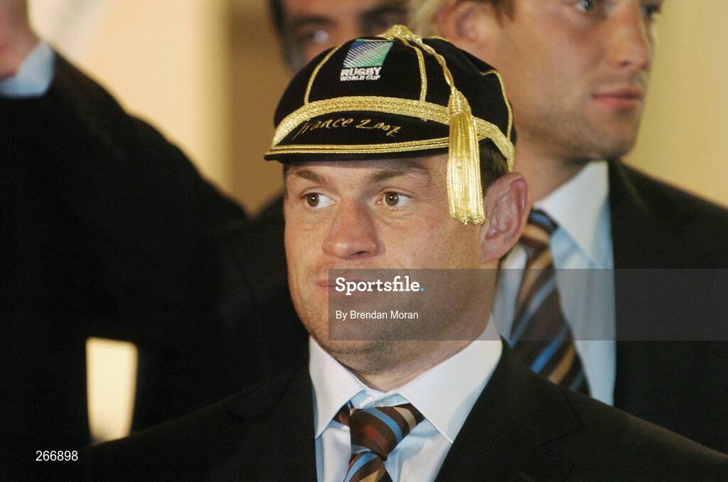 13 September 2007; Ireland Simon Best with his World Cup cap at a reception where all the Ireland squad received their World Cup caps. 2007 Rugby World Cup, Pool D, Conceill Regional D'Aquitaine, Bordeaux, France. Picture credit: Brendan Moran / SPORTSFILE
