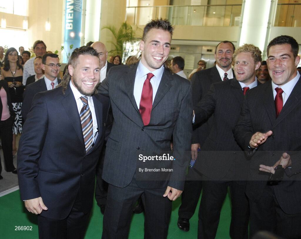 13 September 2007; Ireland's Isaac Boss stands with Canada's Sean-Michael Stephen after they discovered they shared the same haircut at a reception where the Ireland squad received their World Cup caps. 2007 Rugby World Cup, Pool D, Conceill Regional D'Aquitaine, Bordeaux, France. Picture credit: Brendan Moran / SPORTSFILE