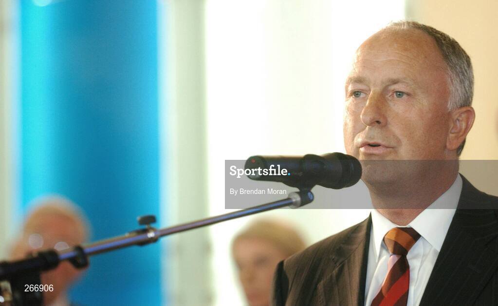 13 September 2007; Minister for Foreign Affairs, Dermot Ahern, TD, speaking at a reception where the Ireland squad received their World Cup caps. 2007 Rugby World Cup, Pool D, Conceill Regional D'Aquitaine, Bordeaux, France. Picture credit: Brendan Moran / SPORTSFILE