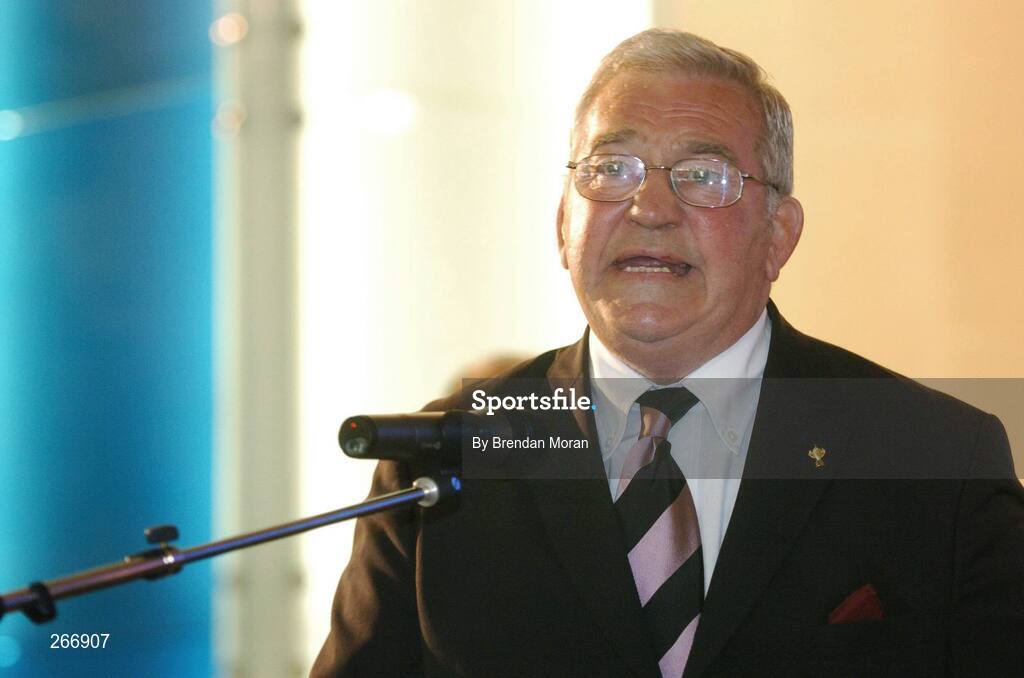 13 September 2007; Dr. Syd Millar, Chairman of the International Rugby Board (IRB), speaking at a reception where the Ireland squad received their World Cup caps. 2007 Rugby World Cup, Pool D, Conceill Regional D'Aquitaine, Bordeaux, France. Picture credit: Brendan Moran / SPORTSFILE