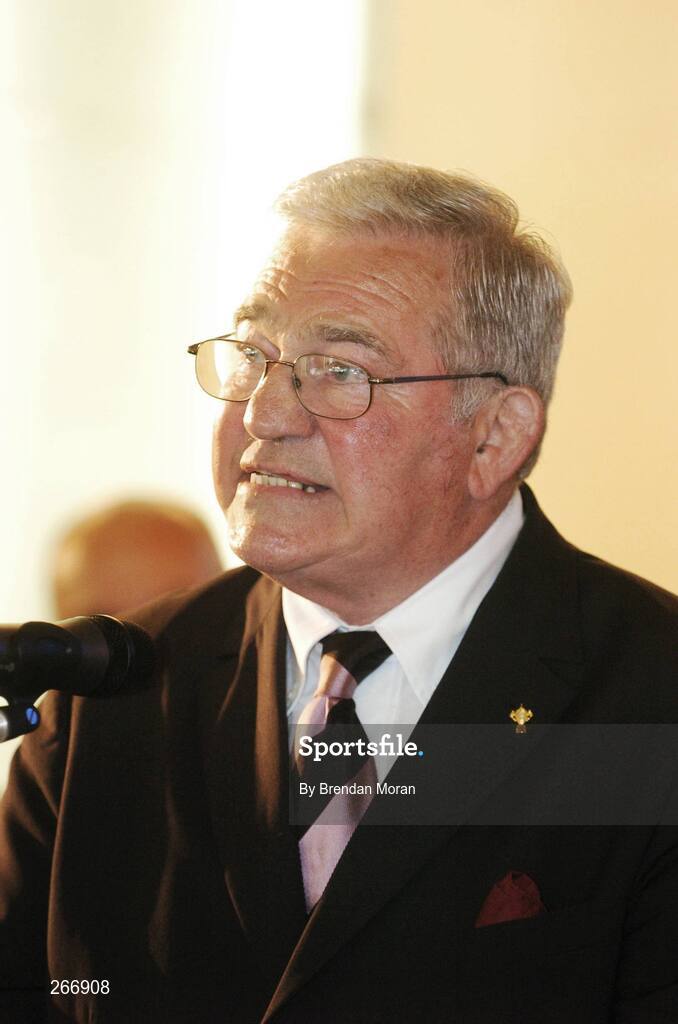 13 September 2007; Dr. Syd Millar, Chairman of the International Rugby Board (IRB), speaking at a reception where the Ireland squad received their World Cup caps. 2007 Rugby World Cup, Pool D, Conceill Regional D'Aquitaine, Bordeaux, France. Picture credit: Brendan Moran / SPORTSFILE