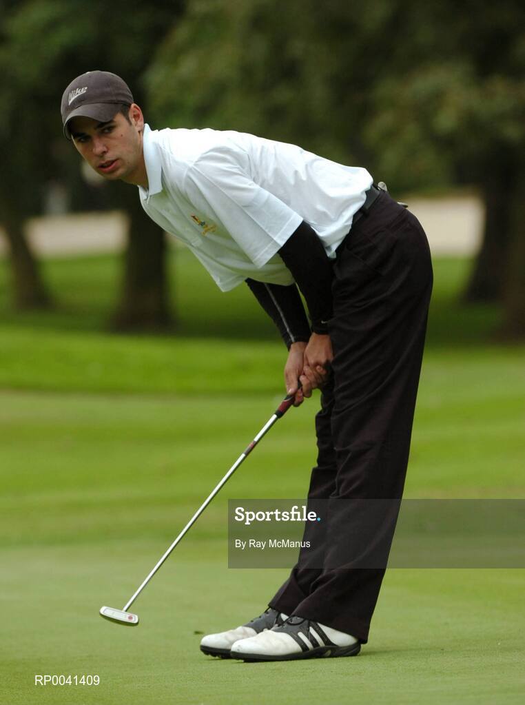 12 September 2007; Damien Glynn, Galway G.C, Galway, reacts to a missed putt on the 12th during the Bulmers Barton Shield Semi-Finals. Bulmers Cups and Shields Finals 2007, Shandon Park Golf Club, Belfast, Co. Antrim. Picture credit: Ray McManus / SPORTSFILE