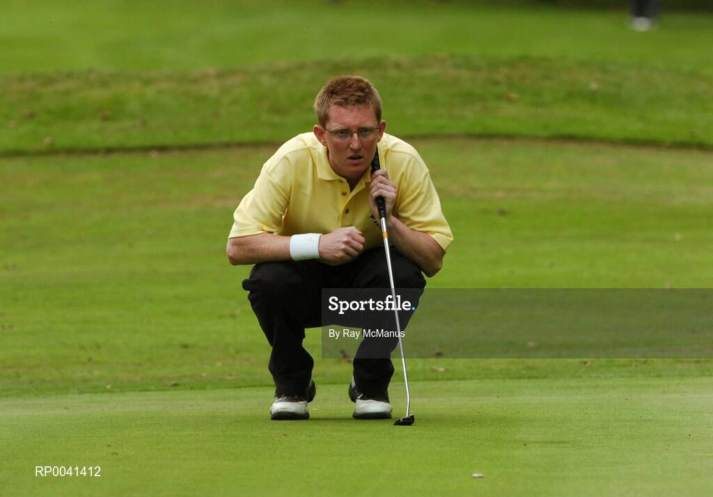 12 September 2007; Adrian Brogan, Forrest Little Golf Club, Cloghran, Co Dublin, lines up a putt on the 12th during the Bulmers Barton Shield Semi-Finals. Bulmers Cups and Shields Finals 2007, Shandon Park Golf Club, Belfast, Co. Antrim. Picture credit: Ray McManus / SPORTSFILE