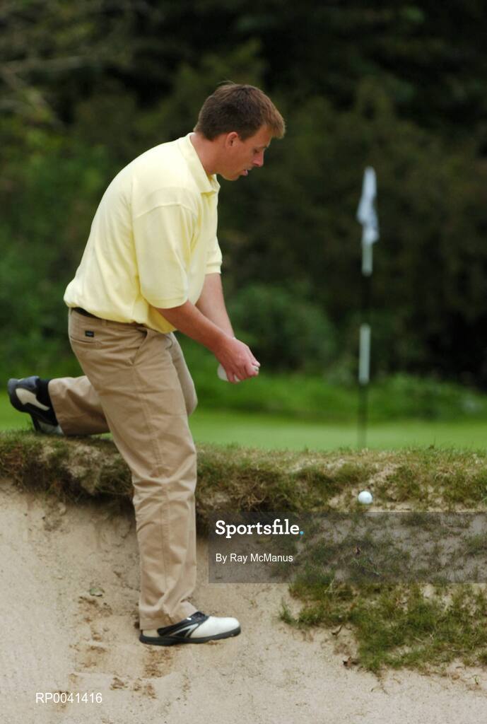 12 September 2007; Damien Carey, Doneraile G.C., Cork, reviews his options as he prepares to play from a bunker at the 12th during the Bulmers Barton Shield Semi-Finals. Bulmers Cups and Shields Finals 2007, Shandon Park Golf Club, Belfast, Co. Antrim. Picture credit: Ray McManus / SPORTSFILE
