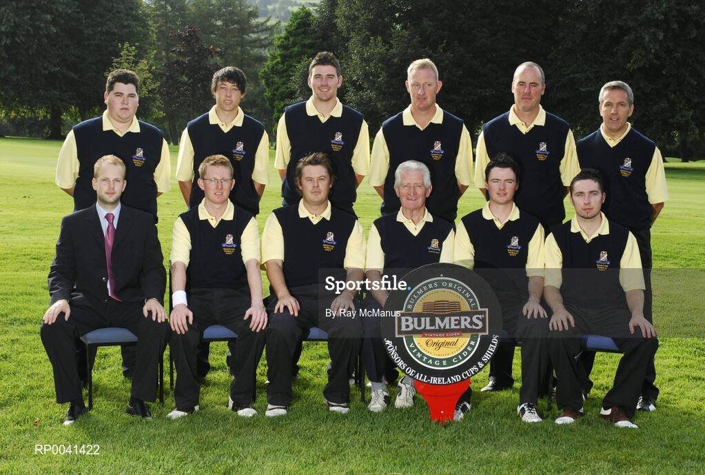 12 September 2007; The team and officials of Forrest Little Golf Club, Dublin, back row, left to right, Daniel Whelan, Colin Ryan, Craig Drugan, John Donnolly, Joe McCarthy and Martin Kelly, front row, left to right, Alan Andrews, Bulmers, Adrian Brogan, Alan Pitcher, Pat Donnelly, Captain, Eoin Arthurs and Conor O’Toole before the Bulmers Barton Shield Semi-Finals. Bulmers Cups and Shields Finals 2007, Shandon Park Golf Club, Belfast, Co. Antrim. Picture credit: Ray McManus / SPORTSFILE