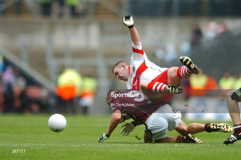 16 September 2007; Gavin McGeehan, Derry, in action against Anthony Griffin, Galway. ESB All-Ireland Minior Football Championship Final, Galway v Derry, Croke Park, Dublin. Picture credit; David Maher / SPORTSFILE