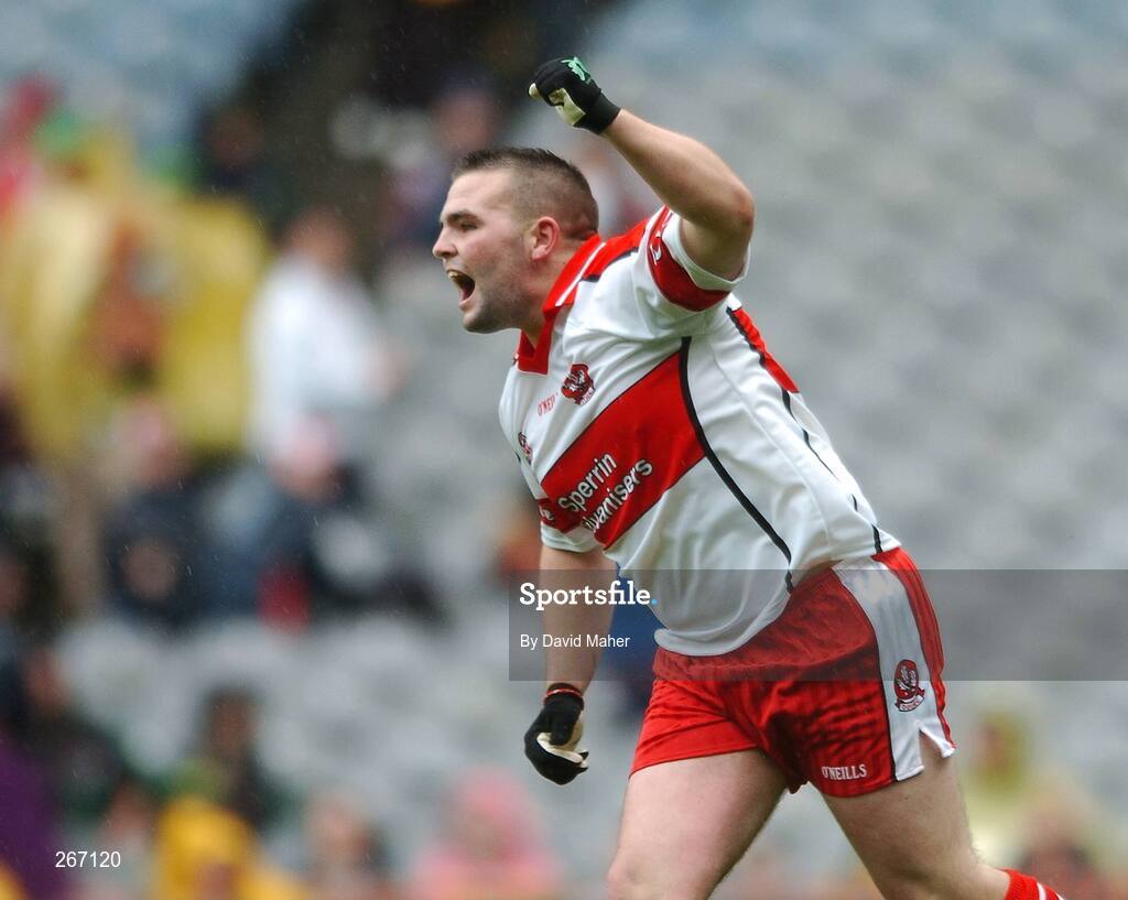 16 September 2007; Derry's Gavin McGeehan celebrates after scoring his side's first goal. ESB All-Ireland Minior Football Championship Final, Galway v Derry, Croke Park, Dublin. Picture credit; David Maher / SPORTSFILE
