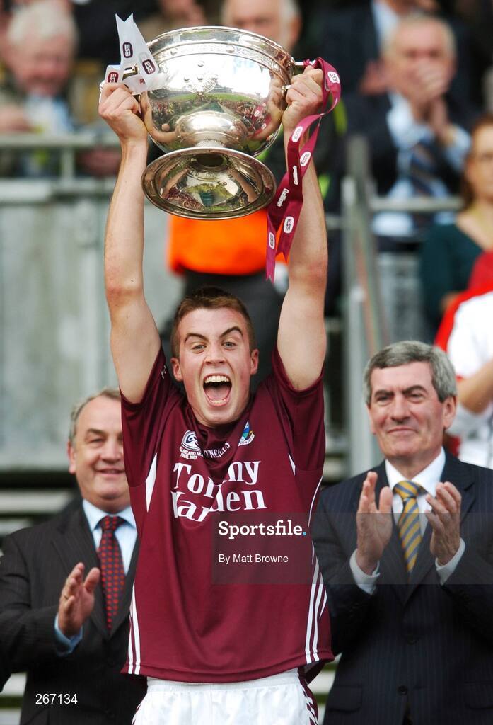 16 September 2007; Galway captain Paul Conroy lifts the Tom Markham Cup. ESB All-Ireland Minior Football Championship Final, Galway v Derry, Croke Park, Dublin. Picture credit; Matt Browne / SPORTSFILE
