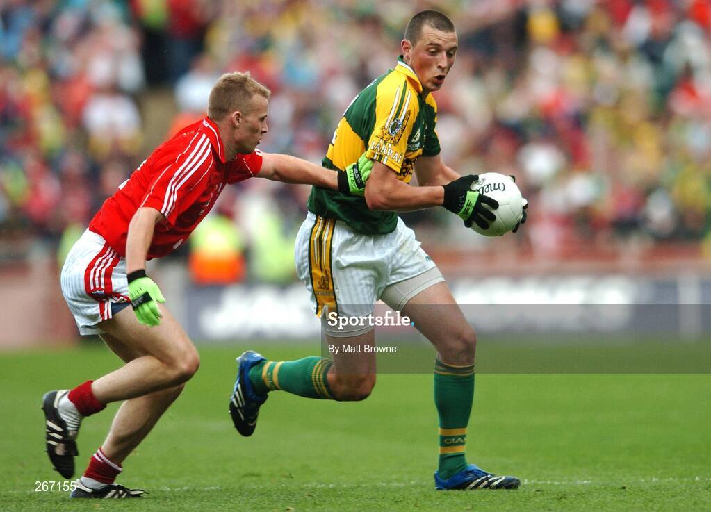 16 September 2007; Kieran Donaghy, Kerry, is tackled by Michael Shields, Cork. Bank of Ireland All-Ireland Senior Football Championship Final, Kerry v Cork, Croke Park, Dublin. Picture credit; Matt Browne / SPORTSFILE