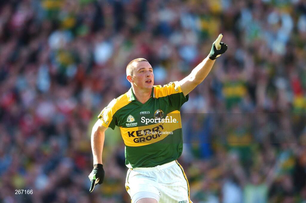 16 September 2007; Kerry's Kieran Donaghy celebrates after scoring his first and his side's second goal. Bank of Ireland All-Ireland Senior Football Championship Final, Kerry v Cork, Croke Park, Dublin. Picture credit; Brian Lawless / SPORTSFILE