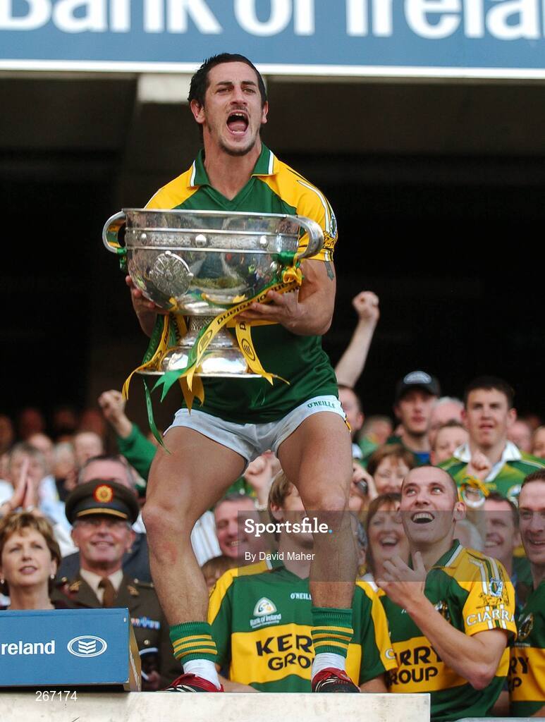 16 September 2007; Kerry's Paul Galvin lifts the Sam Maguire Cup. Bank of Ireland All-Ireland Senior Football Championship Final, Kerry v Cork, Croke Park, Dublin. Picture credit; David Maher / SPORTSFILE
