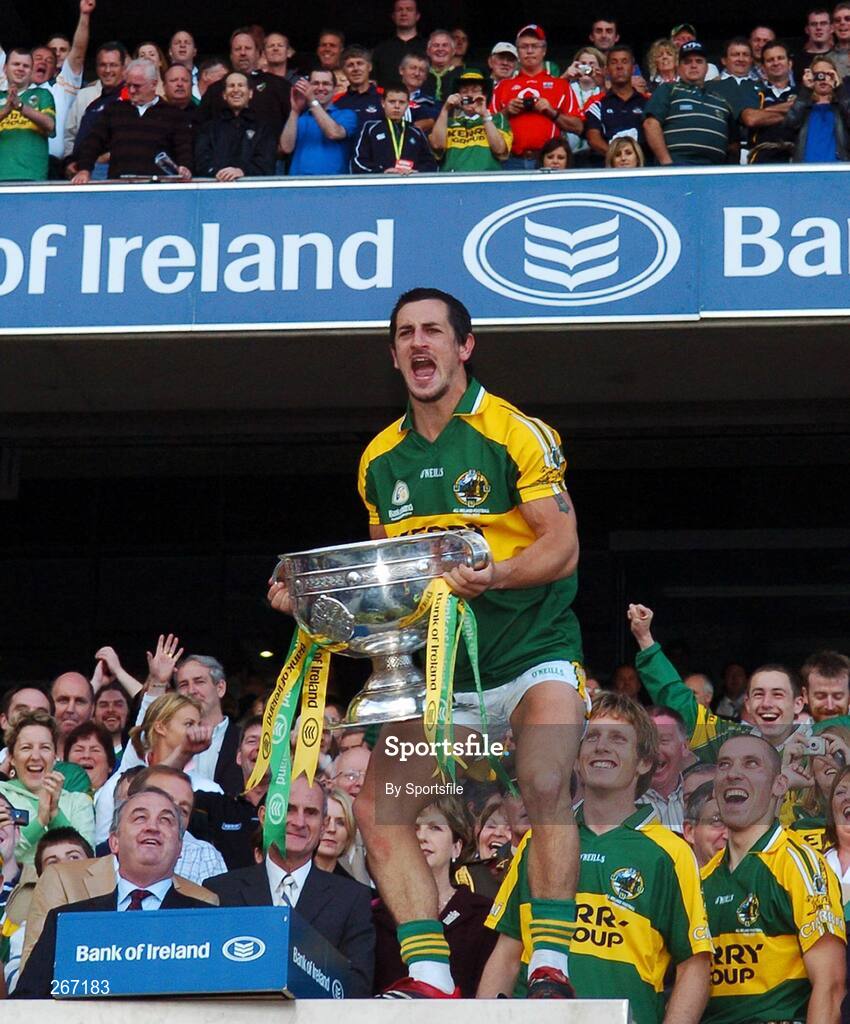 16 September 2007; Kerry's Paul Galvin celebrates with the Sam Maguire Cup. Bank of Ireland All-Ireland Senior Football Championship Final, Kerry v Cork, Croke Park, Dublin. Picture credit; Paul Mohan / SPORTSFILE