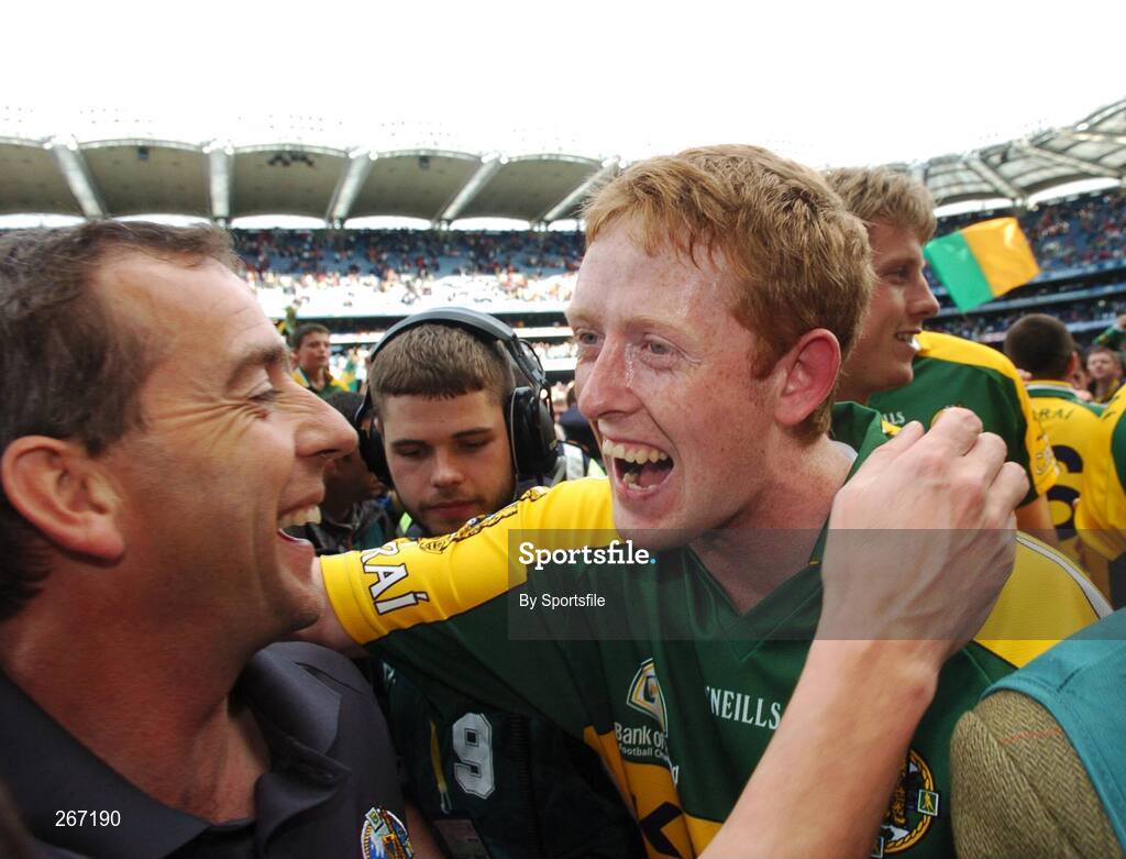 16 September 2007; Colm Cooper, Kerry, celebrates with manager Pat O'Shea at the end of the game. Bank of Ireland All-Ireland Senior Football Championship Final, Kerry v Cork, Croke Park, Dublin. Picture credit; Paul Mohan / SPORTSFILE