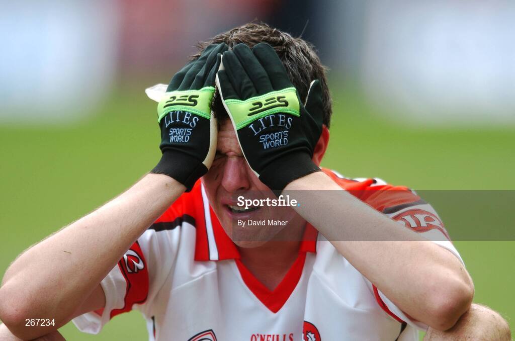 16 September 2007; A dejected Cailean O'Boyle, Derry, at the end of the game. ESB All-Ireland Minior Football Championship Final, Galway v Derry, Croke Park, Dublin. Picture credit; David Maher / SPORTSFILE