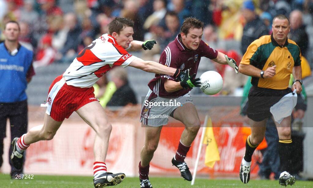 16 September 2007; John O'Brien, Galway, in action against James Kielt, Derry. ESB All-Ireland Minior Football Championship Final, Galway v Derry, Croke Park, Dublin. Picture credit; Paul Mohan / SPORTSFILE