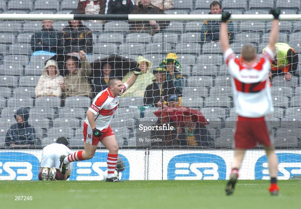 16 September 2007; Gavin McGeehan, Derry, celebrates after scoring a goal. ESB All-Ireland Minior Football Championship Final, Galway v Derry, Croke Park, Dublin. Picture credit; Paul Mohan / SPORTSFILE