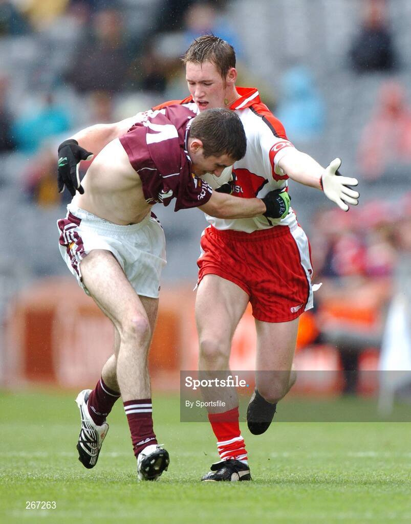 16 September 2007; Michael Martyn, Galway, in action against John F. Bradley, Derry. ESB All-Ireland Minior Football Championship Final, Galway v Derry, Croke Park, Dublin. Picture credit; Paul Mohan / SPORTSFILE