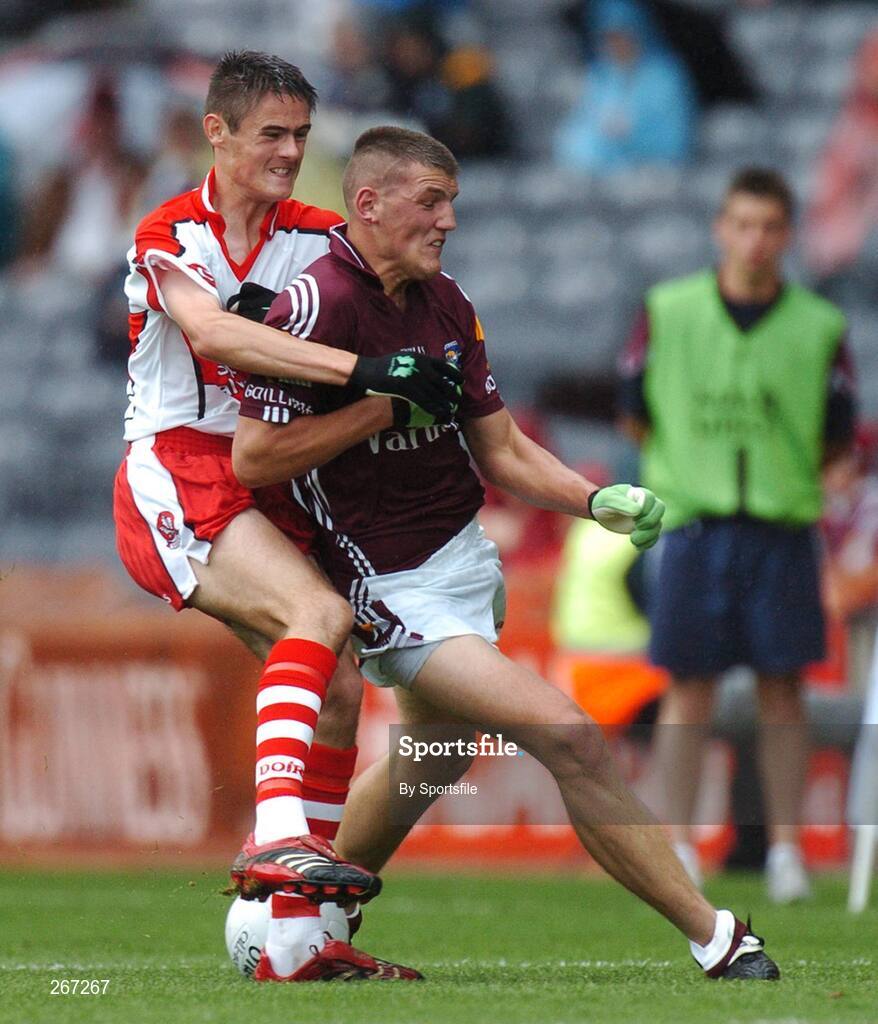 16 September 2007; Christopher McKaigue, Derry, in action against Anthony Griffen, Galway. ESB All-Ireland Minior Football Championship Final, Galway v Derry, Croke Park, Dublin. Picture credit; Paul Mohan / SPORTSFILE
