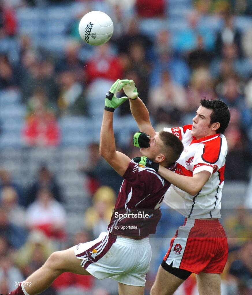 16 September 2007; Anthony Griffen, Galway, in action against Cailean O'Boyle, Derry. ESB All-Ireland Minior Football Championship Final, Galway v Derry, Croke Park, Dublin. Picture credit; Paul Mohan / SPORTSFILE