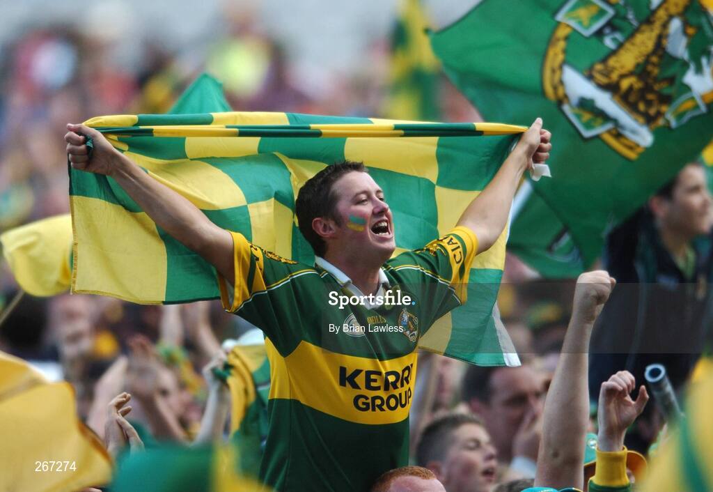 16 September 2007; A Kerry fan celebrates after the match. Bank of Ireland All-Ireland Senior Football Championship Final, Kerry v Cork, Croke Park, Dublin. Picture credit; Brian Lawless / SPORTSFILE