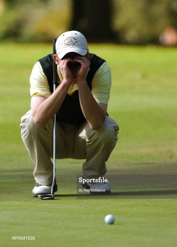 15 September 2007; Keith O'Neill, Co. Sligo Golf Club, lines up a putt on the 19th during the Bulmers Senior Cup Final. Bulmers Cups and Shields Finals 2007, Shandon Park Golf Club, Belfast, Co. Antrim. Picture credit: Ray McManus / SPORTSFILE