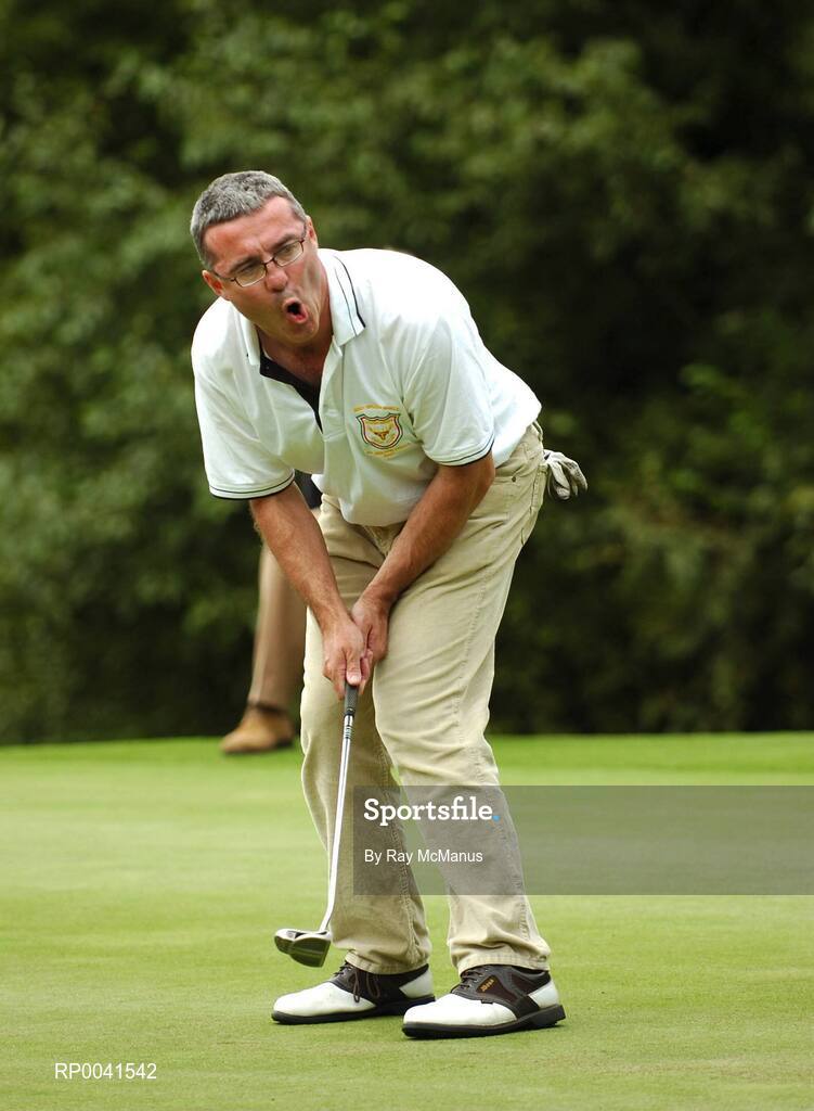 15 September 2007; Neil O'Brien, Muskerry Golf Club, Co. Cork, celebrates sinking a putt on the 20th which ultimately proved to be the winning putt for the Bulmers Jimmy Bruen Shield. Bulmers Cups and Shields Finals 2007, Shandon Park Golf Club, Belfast, Co. Antrim. Picture credit: Ray McManus / SPORTSFILE
