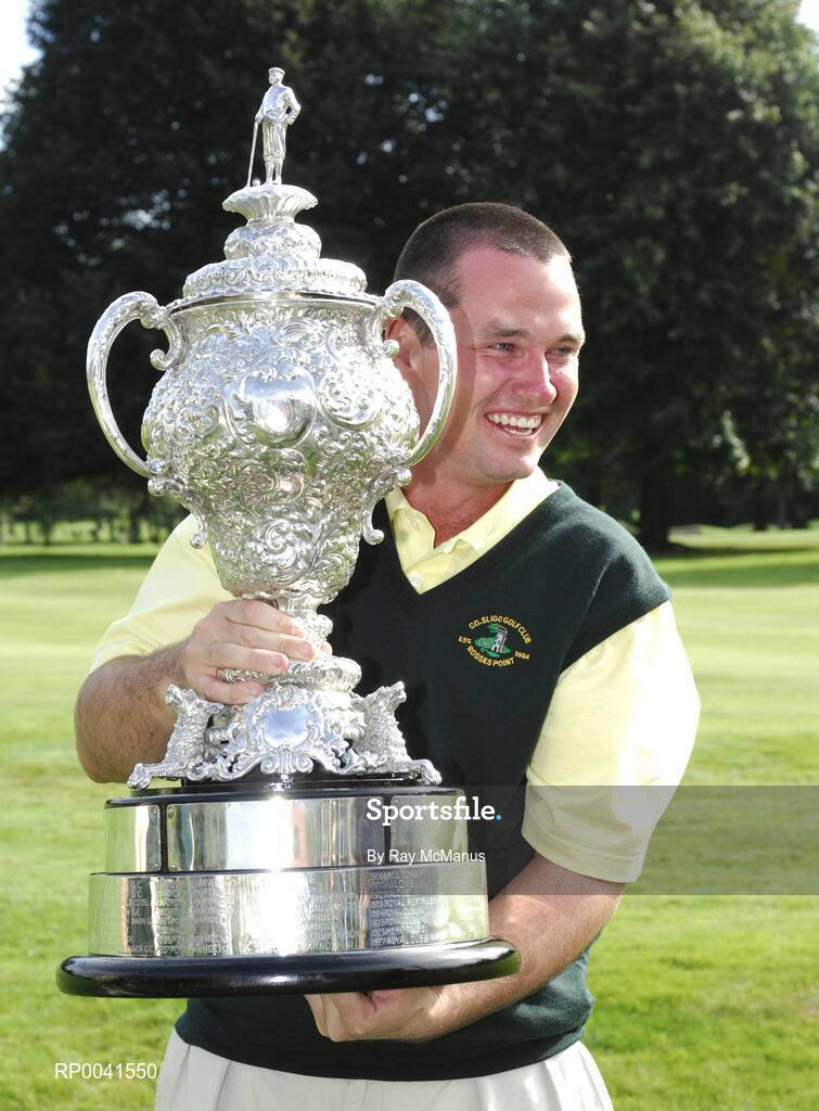 15 September 2007; Martin McTiernan celebrates winning the Bulmers Senior Cup with Co. Sligo Golf Club. Bulmers Cups and Shields Finals 2007, Shandon Park Golf Club, Belfast, Co. Antrim. Picture credit: Ray McManus / SPORTSFILE