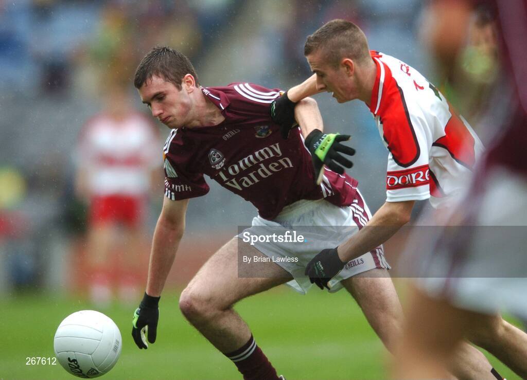 16 September 2007; Michael Martyn, Galway, in action against Brendan Henry, Derry. ESB All-Ireland Minior Football Championship Final, Galway v Derry, Croke Park, Dublin. Picture credit; Brian Lawless / SPORTSFILE