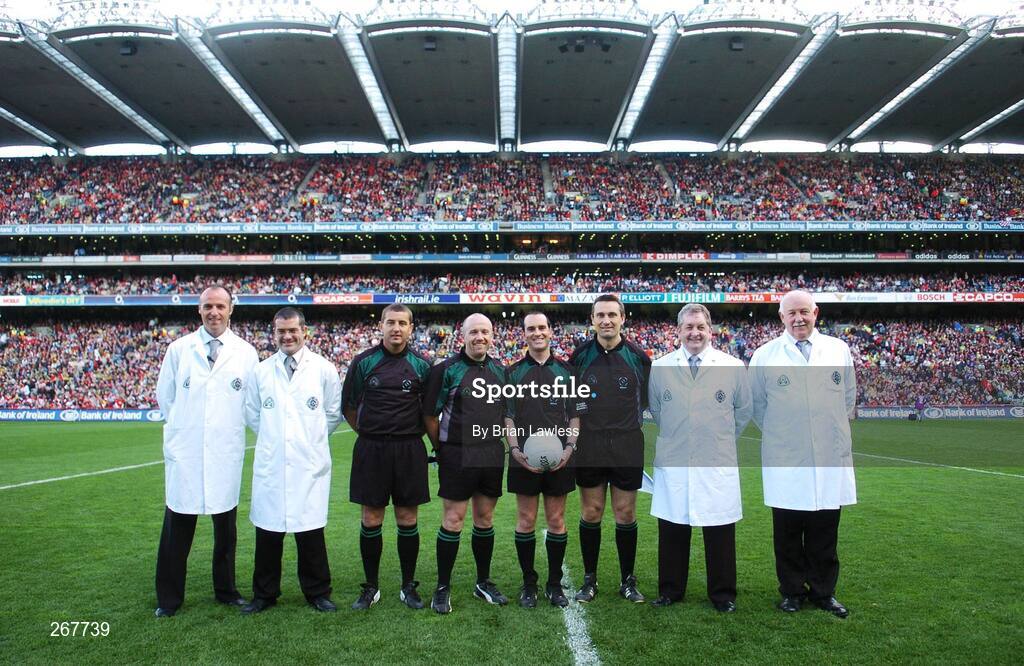 16 September 2007; Referee David Coldrick with his officials and umpires. Bank of Ireland All-Ireland Senior Football Championship Final, Kerry v Cork, Croke Park, Dublin. Picture credit; Brian Lawless / SPORTSFILE
