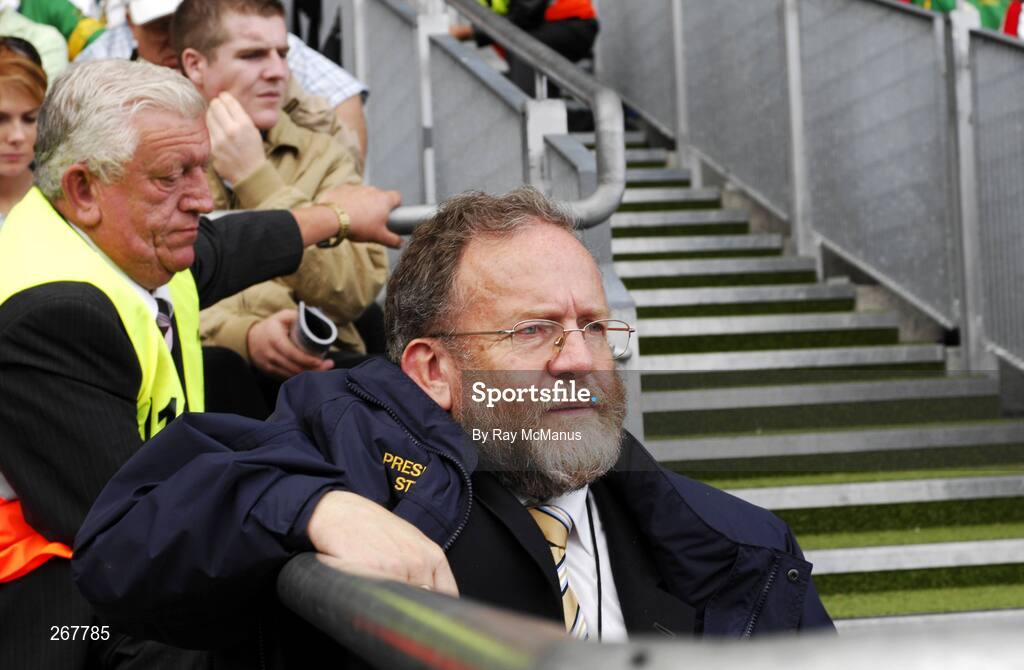 16 September 2007; Presentation steward Jerry Grogan watches the last few minutes of the game. Bank of Ireland All-Ireland Senior Football Championship Final, Kerry v Cork, Croke Park, Dublin. Picture credit; Ray McManus / SPORTSFILE