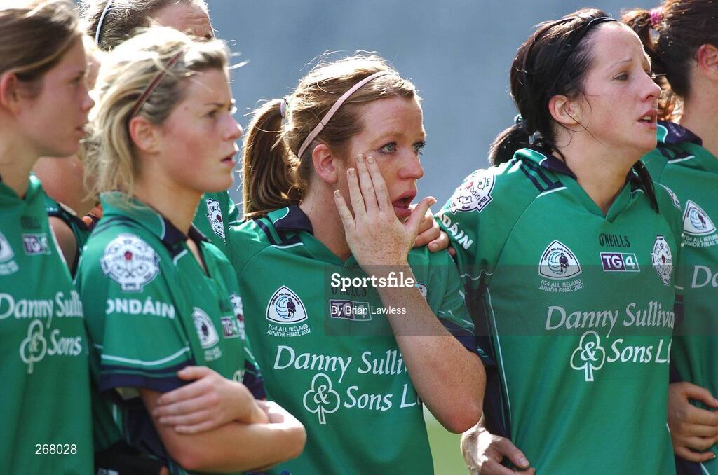 23 September 2007; London's Sinead Brennan, centre, after defeat to Kilkenny. TG4 All-Ireland Ladies Junior Football Championship Final, London v Kilkenny, Croke Park, Dublin. Picture credit; Brian Lawless / SPORTSFILE