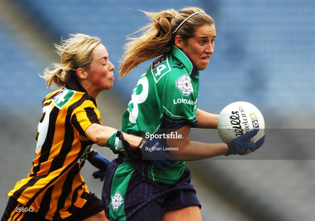 23 September 2007; Natalie O'Connor, London, in action against Angela Kenneally, Kilkenny. TG4 All-Ireland Ladies Junior Football Championship Final, London v Kilkenny, Croke Park, Dublin. Picture credit; Brian Lawless / SPORTSFILE